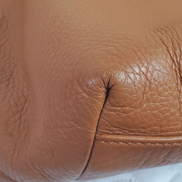 Tory Burch Marion Slouchy‎ Tote Bag East-West Bark Brown Pebbled Leather Purse - Picture 10 of 15